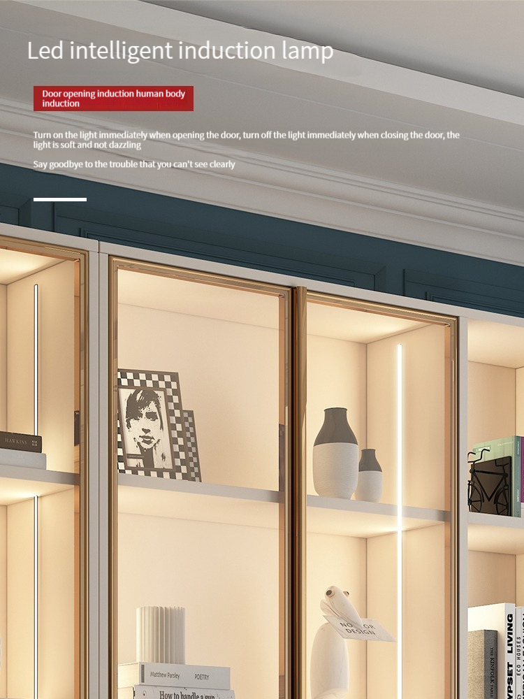 【Showroom】Modern and Simple Wall-Mounted Wine Cabinet/Pantry Shelf with Glass Display Cabinet, Light Luxury High-End Storage Cabinet with Foldable Bar Counter in the Living Room.-Smart-Living