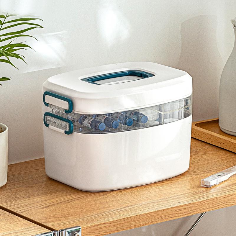 Nachuan home plastic portable portable medicine box multi-purpose double compartment first aid supplies storage medical medicine box-Smart-Living