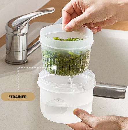 Smart-Living household refrigerator seasoning food transparent sealed bowl/storage box with strainer -A0428-S -5th** -NC-Smart-Living