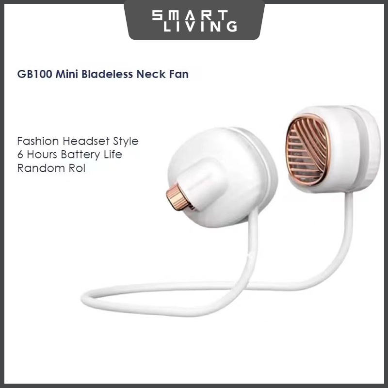 Deerma GB100 Mini Bladeless Neck Fan USB Rechargeable Portable Fan Air Cooler-Smart-Living