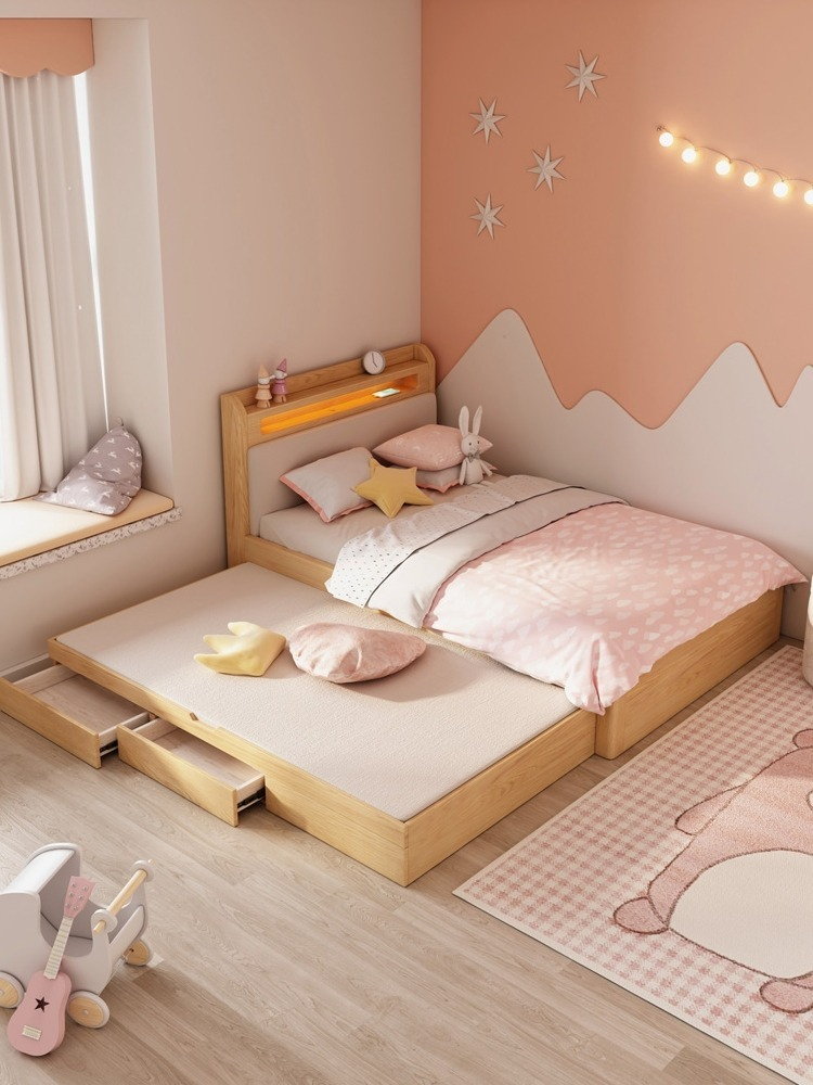 [Pre-order] Two layer mother and child bed upper and lower beds solid wood small unit trailer bed double layer adult and children's bed combination multi-functional double bed-Smart-Living