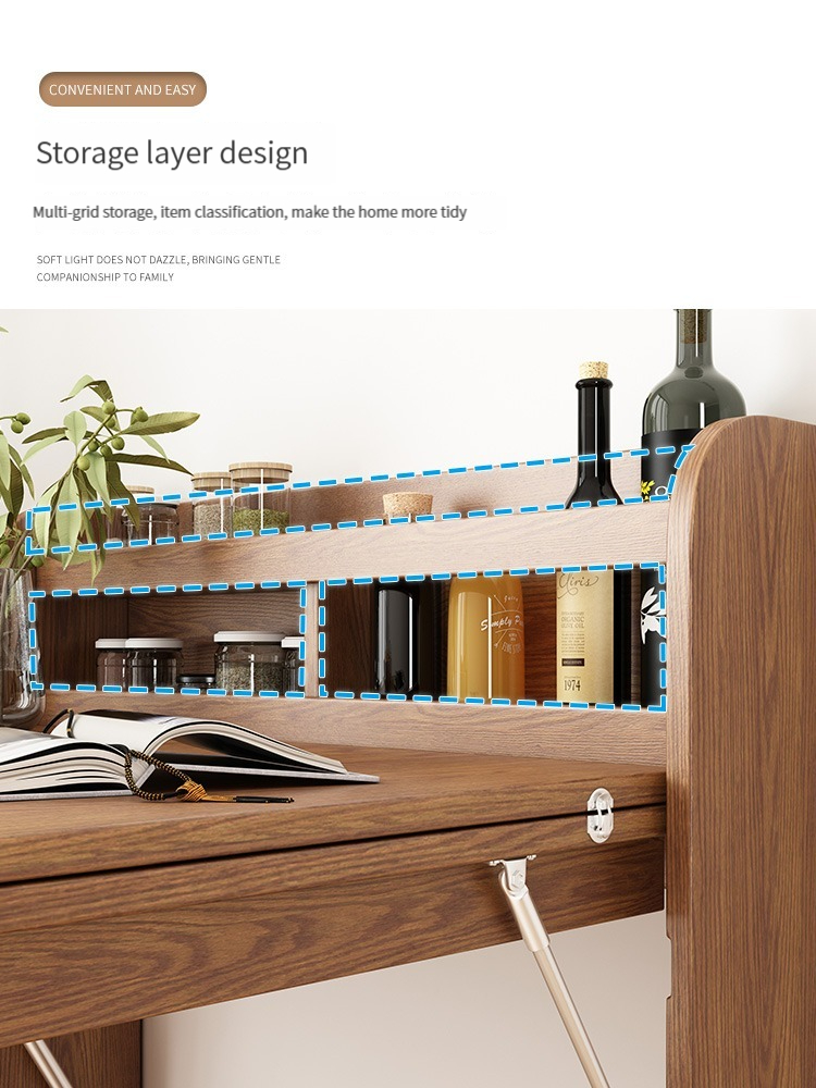 [Pre-order]  Nordic Foldable Dining Table and Chairs combination (Walnut/ Natural Wood) with Rack