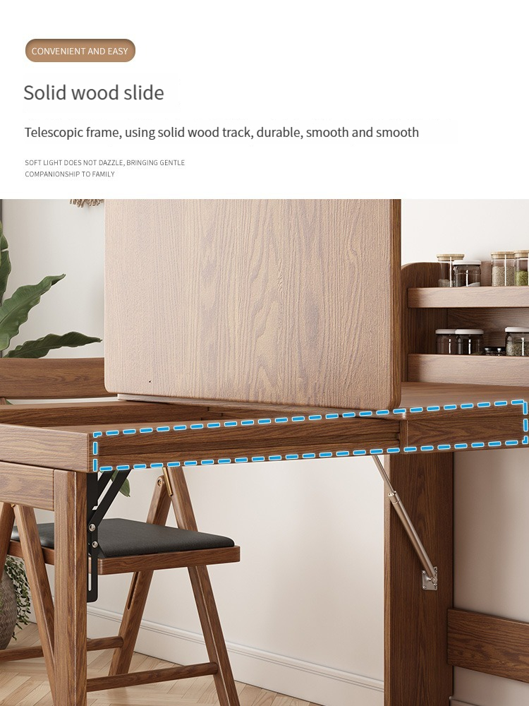 [Pre-order]  Nordic Foldable Dining Table and Chairs combination (Walnut/ Natural Wood) with Rack