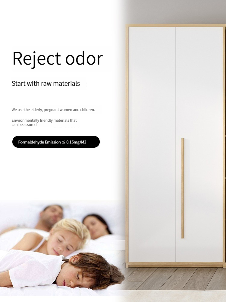 【pre-order】Nordic modern minimalist assembled bedroom economical wardrobe, customizable whole wardrobe, coat rack with swing doors.-Smart-Living
