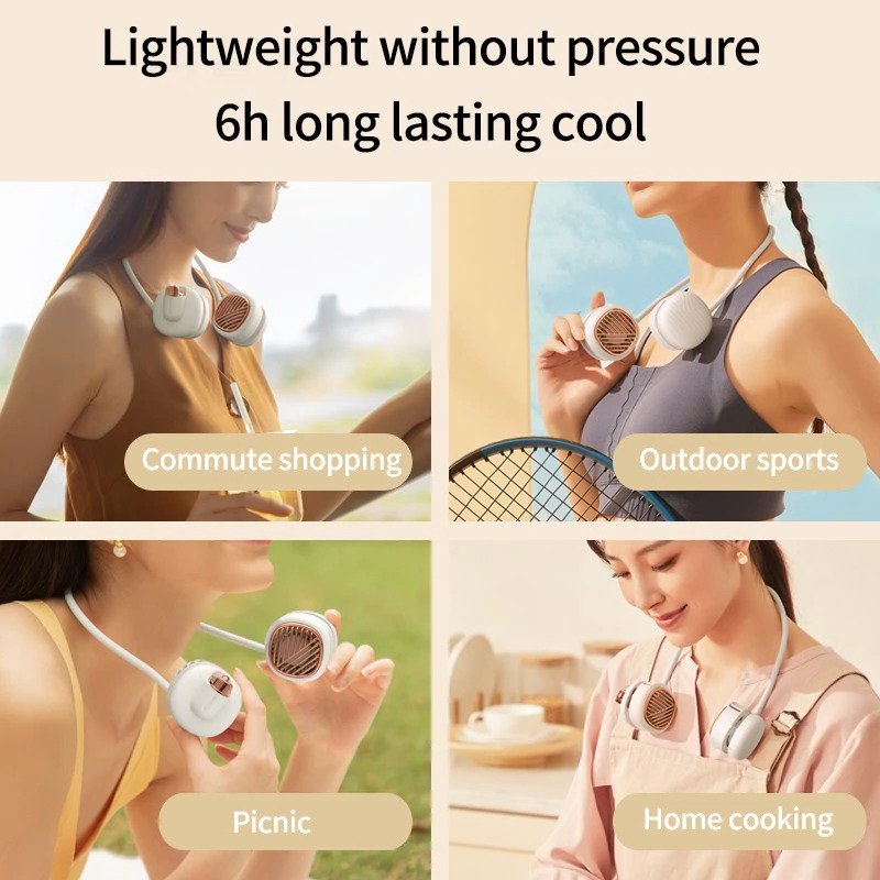 Deerma GB100 Mini Bladeless Neck Fan USB Rechargeable Portable Fan Air Cooler-Smart-Living