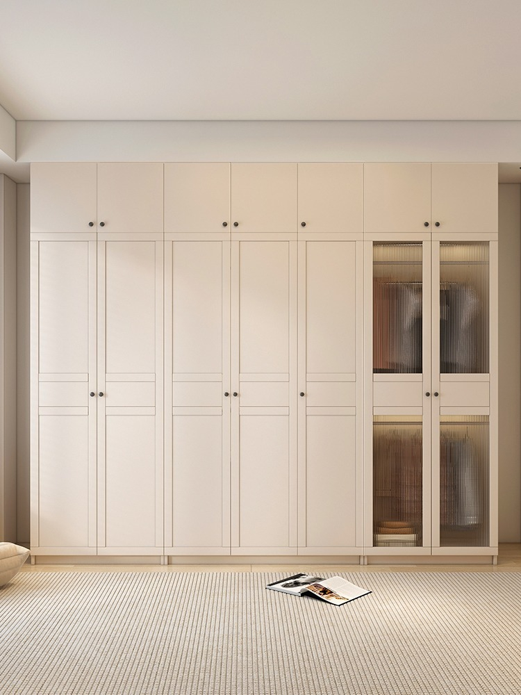 [Pre-order] Cream Wardrobe with Glass Door in Light Luxury French Style - Combinations with Top Cabinet -Smart-Living