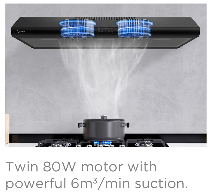 MIDEA 90CM SLIMLINE HOOD (MBI-90F140)-Smart-Living