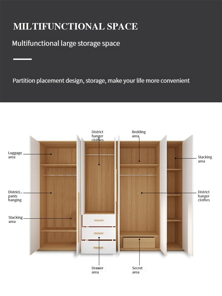 【pre-order】Nordic modern minimalist assembled bedroom economical wardrobe, customizable whole wardrobe, coat rack with swing doors.-Smart-Living