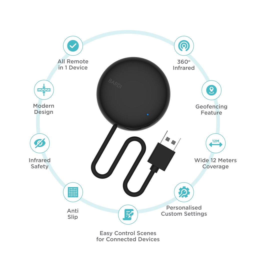 BARDI Smart Universal IR Remote 12M - Infra Red Remote Wifi Max 12M -BARD -3rd*-Smart-Living