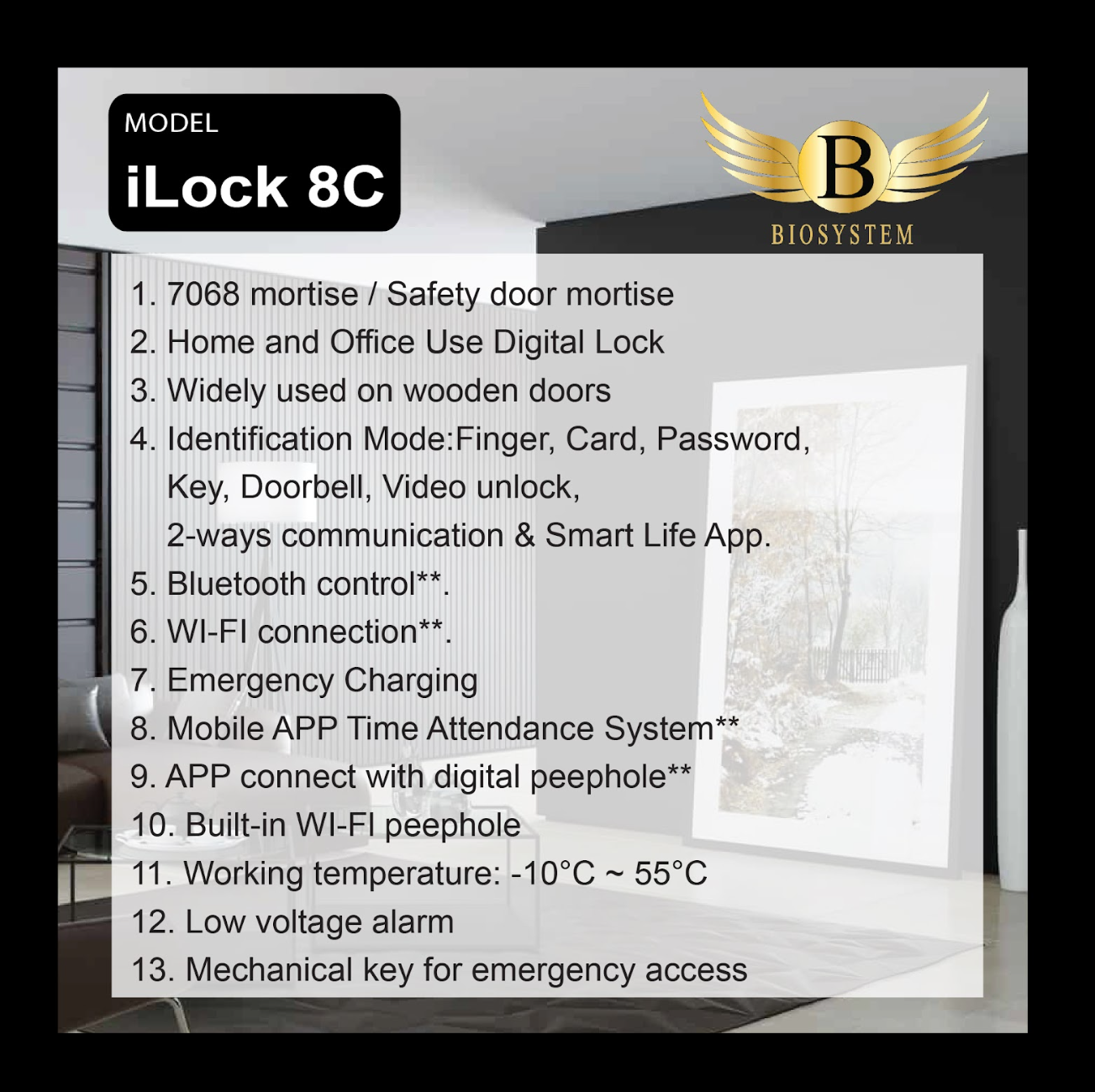 Biosystem iLock 8 series Digital Door Lock-Smart-Living