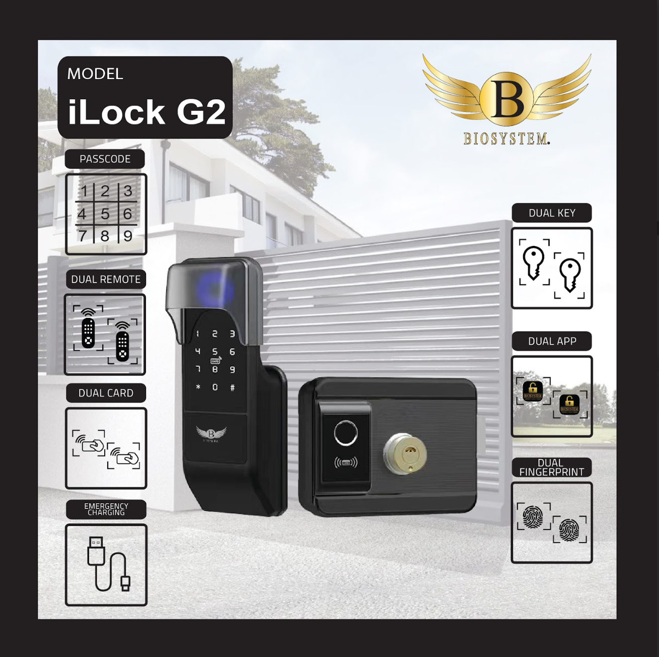 Biosystem iLock Gate series Digital Door Lock-Smart-Living