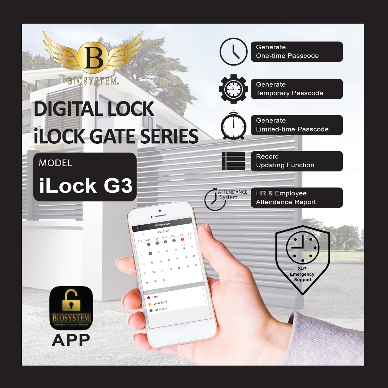 Biosystem iLock Gate series Digital Door Lock-Smart-Living