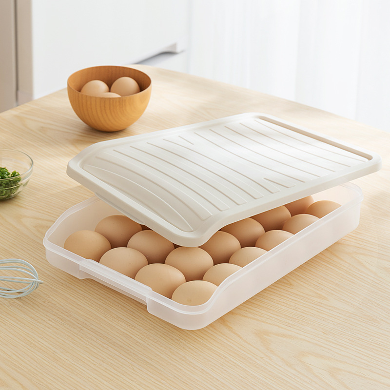 Smart-living Kitchen refrigerator single-layer 24-grid egg compartment tray food storage box with cover -A0294 -NC-Smart-Living