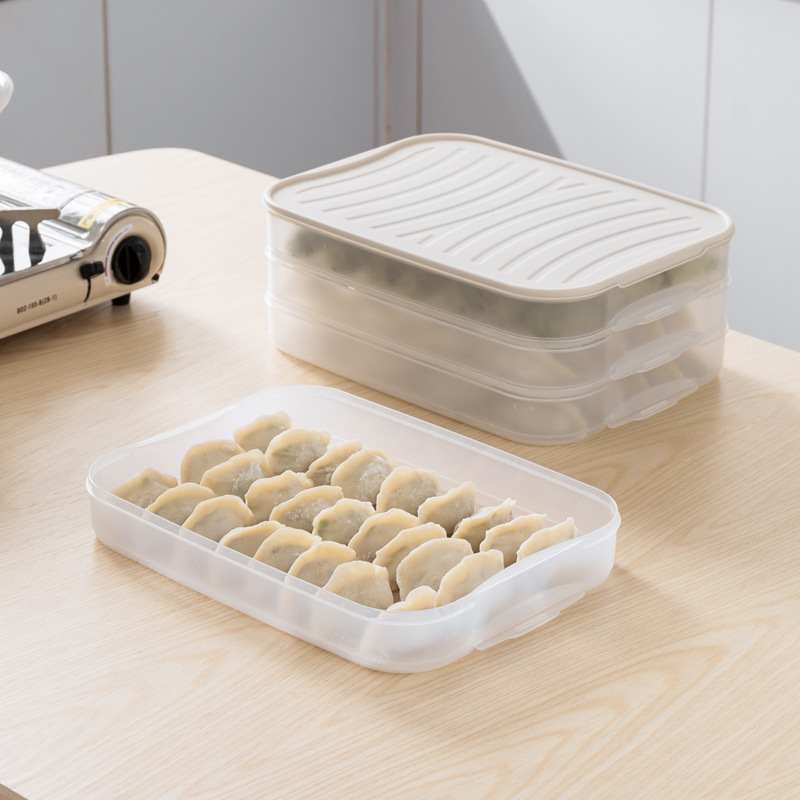 Smart-living transparent refrigerator kitchen dumpling food storage single-layer/three-layer box with lid -A0293 -NC-Smart-Living