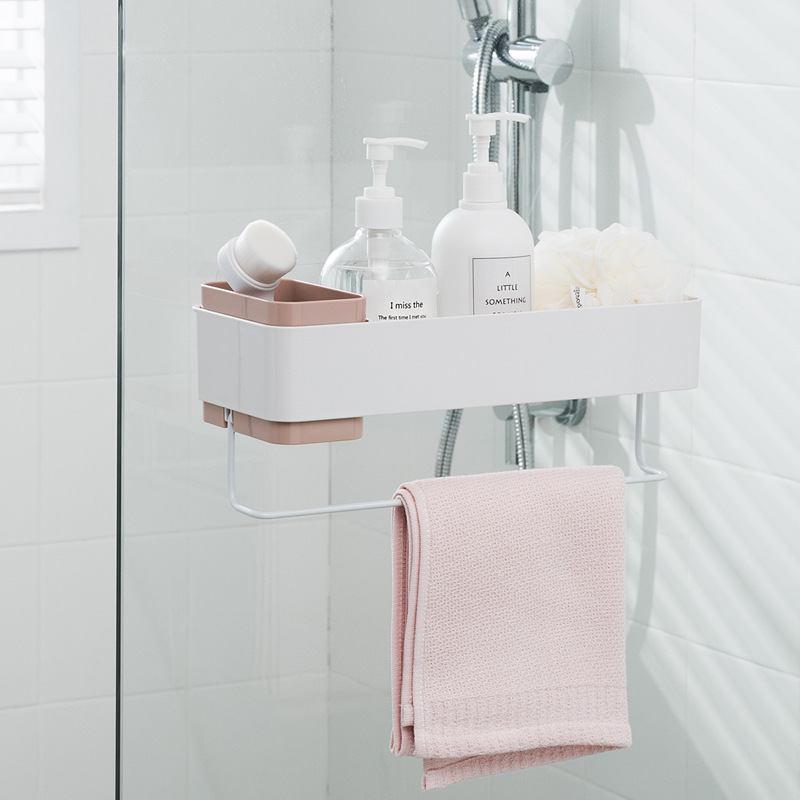 Smart-living Household bathroom wall-mounted adhesive multi-purpose hygiene storage box with towel rod -A0273 -NC-Smart-Living