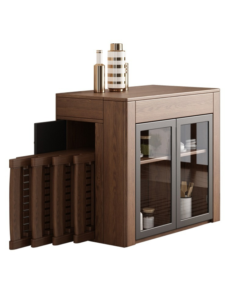 Nordic small unit expandable dining table and chair combination, modern and simple folding storage, dining edge cabinet, dining table, integrated household-Smart-Living