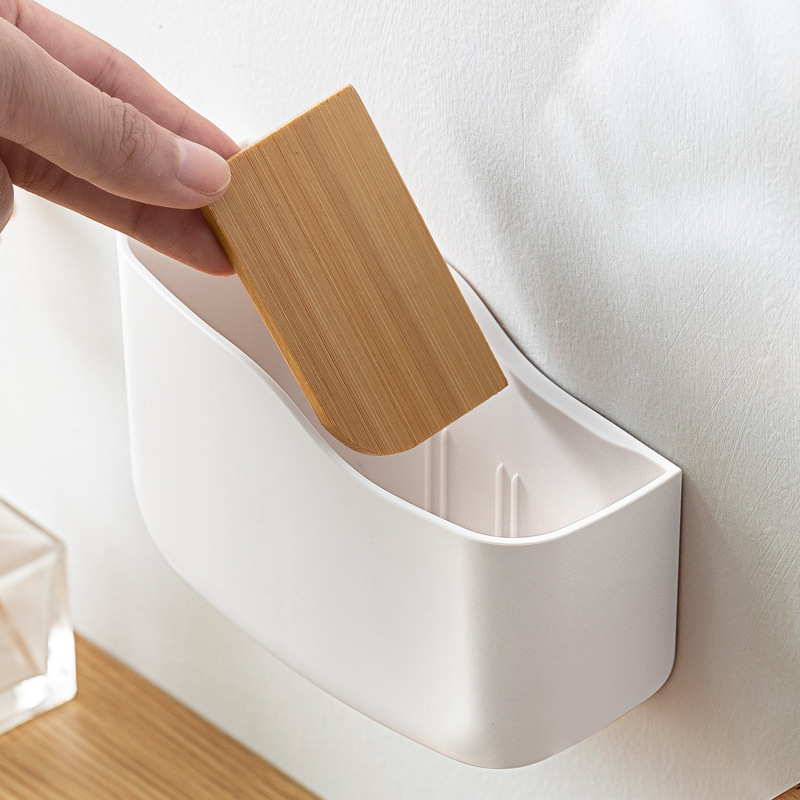 Smart-living adhesive remote control smartphone storage box organizer with hole for phone charging -A0318-SJB -NC-Smart-Living