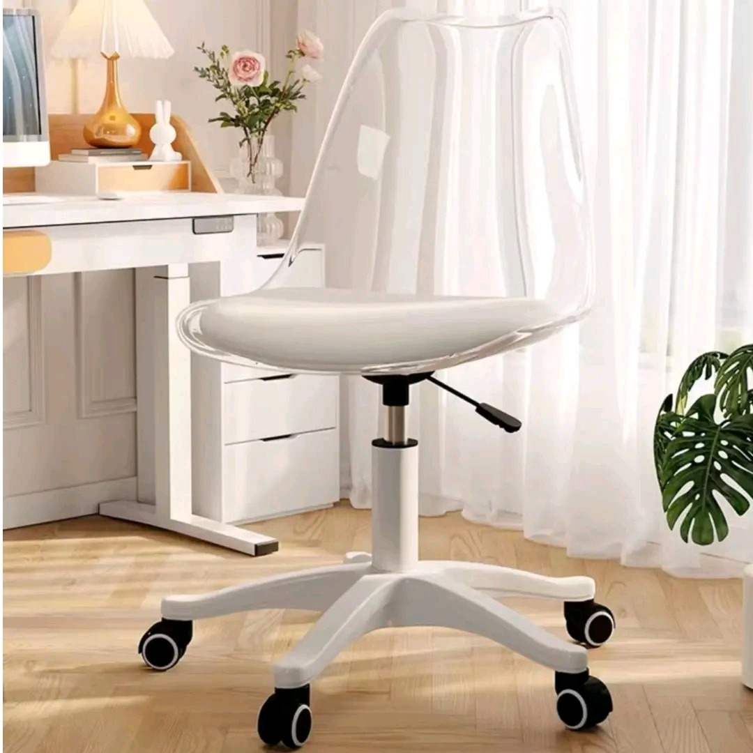 CG Net Red Swivel Chair Dressing Table Computer Office chair Acrylic Transparent and Comfortable Liftable Chair Home Study Simple-Smart-Living