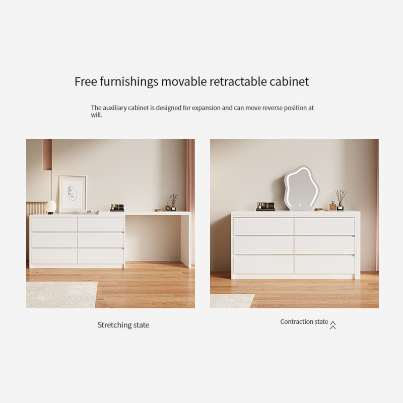 [Pre-order]  French Cream Style Solid Wood Makeup Table Master Bedroom Corner Dressing Table Bed End Cabinet Bucket Cabinet Storage Cabinet Desk One Piece-Smart-Living