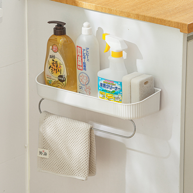 Smart-living simple bathroom toilet adhesive wall mount organizer storage box rack with towel rod -A0533 -NC-Smart-Living