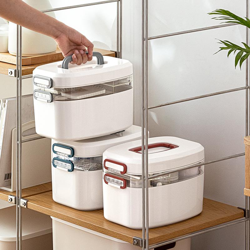 Nachuan home plastic portable portable medicine box multi-purpose double compartment first aid supplies storage medical medicine box-Smart-Living