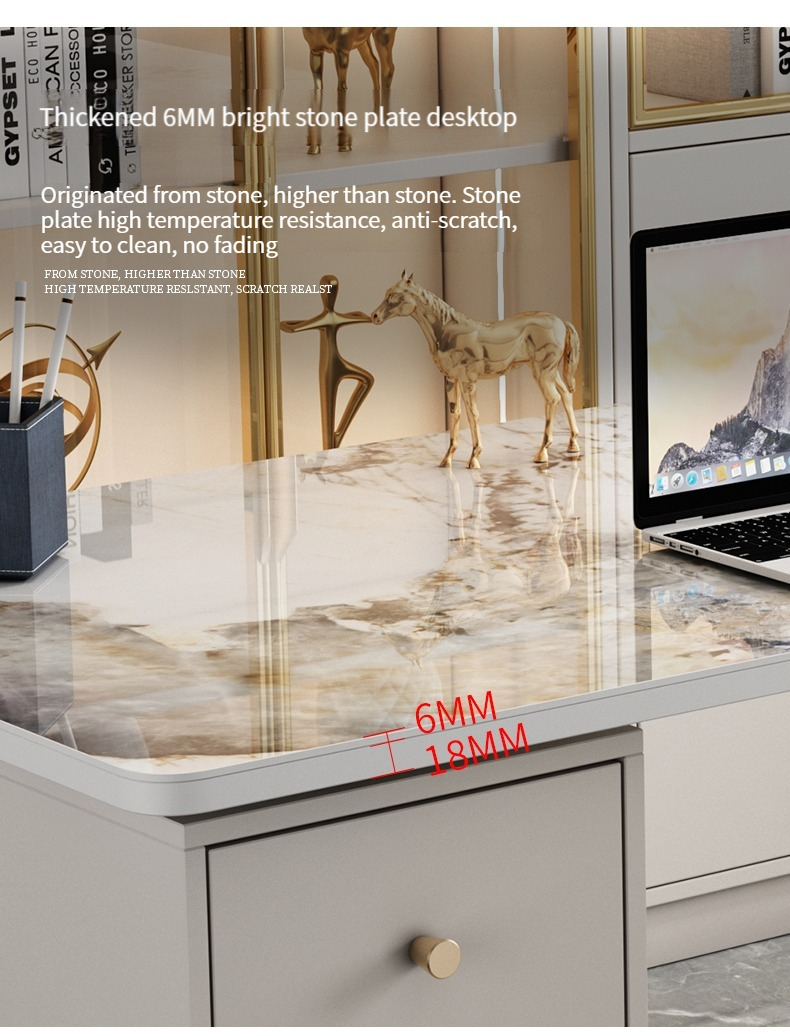 [Pre-order] Light Luxury Rock Board Desk, Post-modern, Simple, Small-sized Computer Desk and Chair Set, Office Desk, Home Study Writing Desk.-Smart-Living