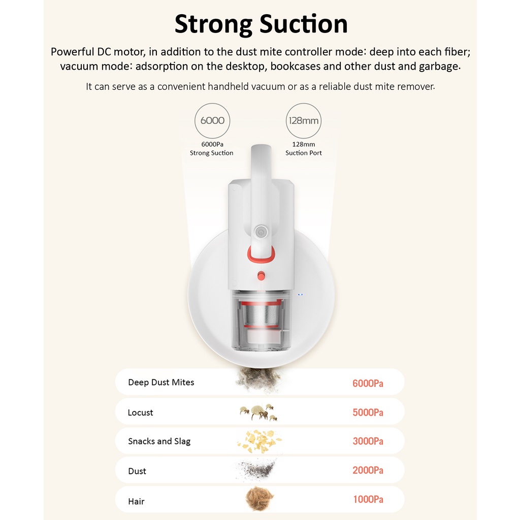 Deerma CM1900 2 in 1 Cordless Anti-Dust Mite Vacuum Cleaner UV Handheld Mite Remover-Smart-Living