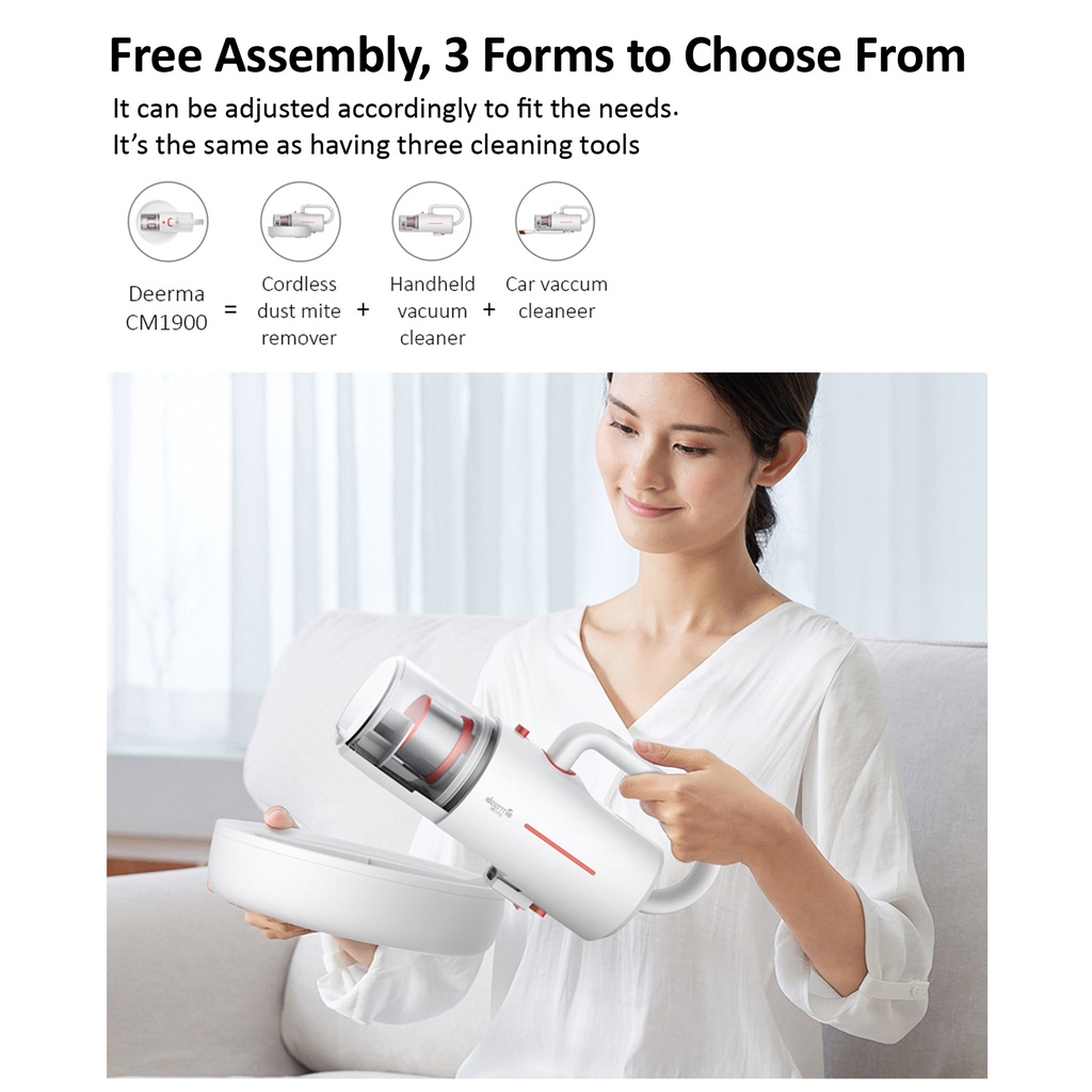 Deerma CM1900 2 in 1 Cordless Anti-Dust Mite Vacuum Cleaner UV Handheld Mite Remover-Smart-Living