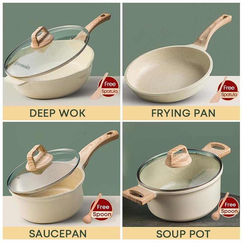 4pcs Cookware Set - Nonstick Pan Set Deep Frypan Wok + Saucepan + Frying Pan + Soup pot-Smart-Living