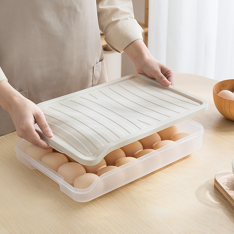Smart-living Kitchen refrigerator single-layer 24-grid egg compartment tray food storage box with cover -A0294 -NC-Smart-Living