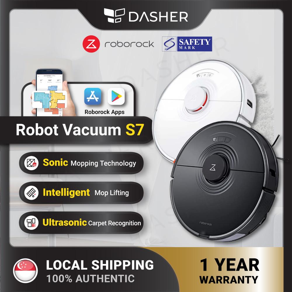 Roborock S7 Robot Vacuum Cleaner Sonic Vibration Scrub Stain Black/ White-Smart-Living