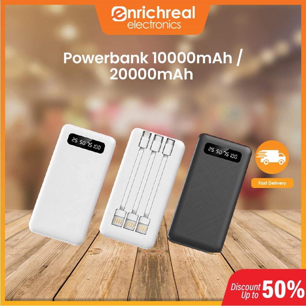 ISKY Power Bank 10000 mAh / 20000 mAh with 3 Cable Portable LED Display-Smart-Living