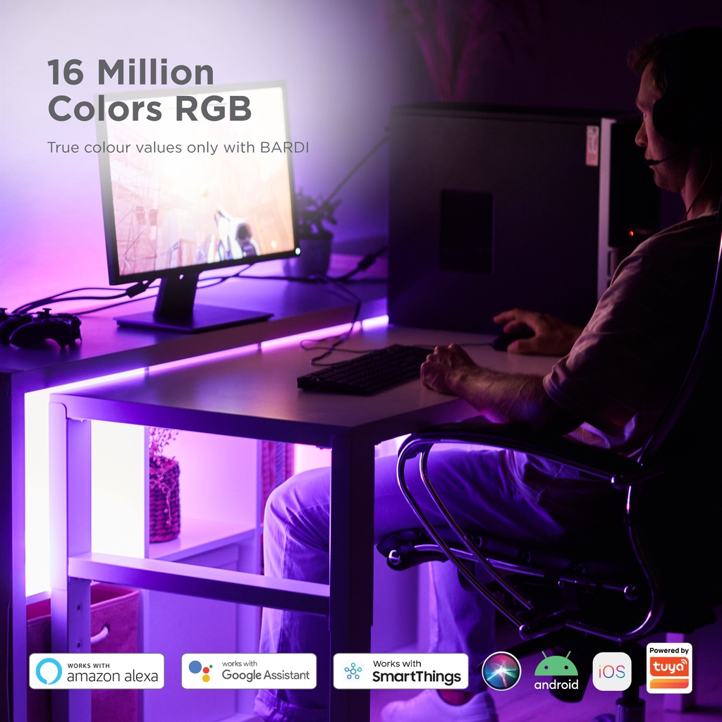 BARDI Smart LED Strip 3 Meters Wifi Automation Wireless 16 Million Colors -BARD -3rd*
