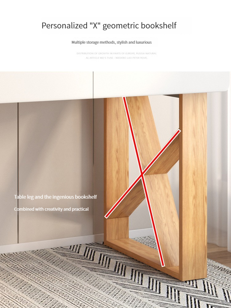 [Pre-orrder] Nordic minimalist modern computer desk bedroom study desk student home desk bookshelf bookshelf integrated combination-Smart-Living