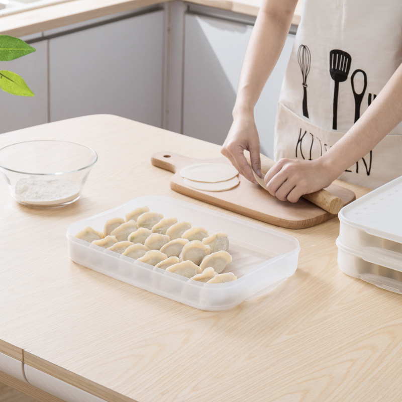 Smart-living transparent refrigerator kitchen dumpling food storage single-layer/three-layer box with lid -A0293 -NC-Smart-Living