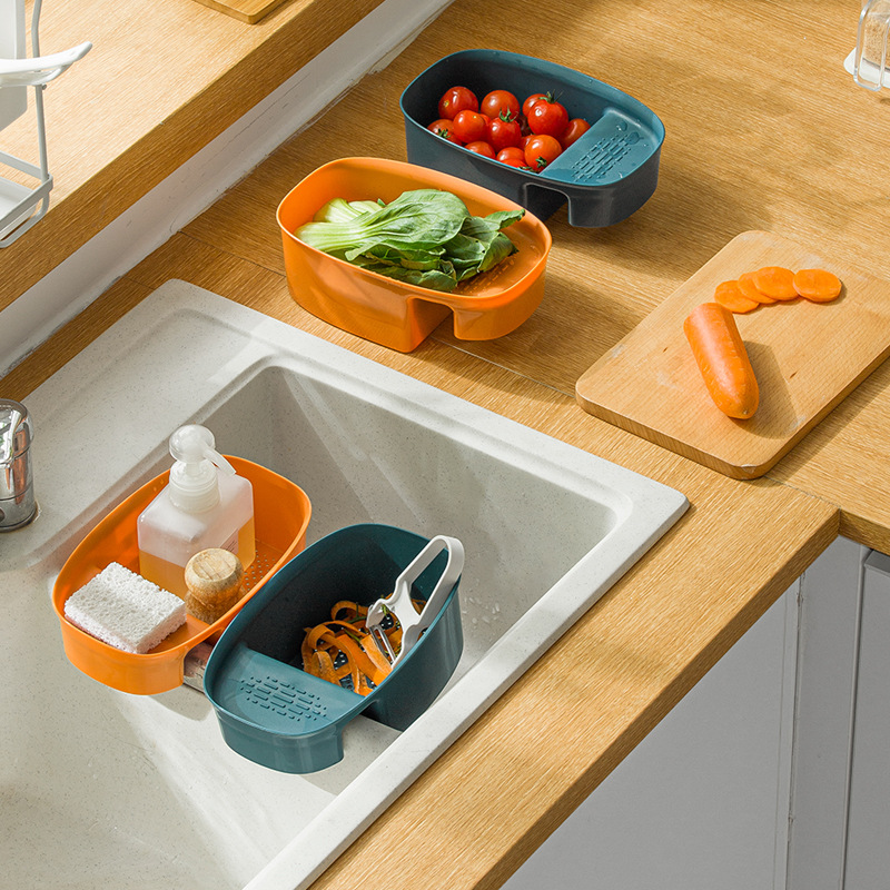 Smart-living kitchen multi function drainable strainer food residue sink rack basket storage organizer -A0456 -NC-Smart-Living