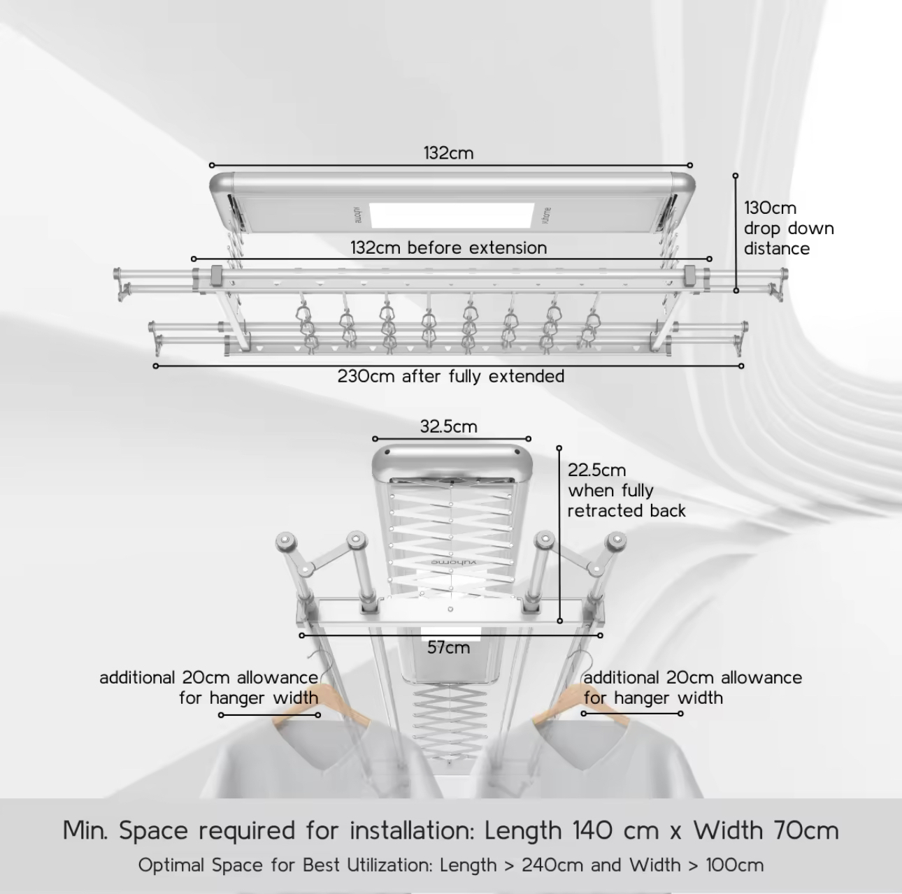 YU HOME Smart Laundry Rack (Model: PRIME), Singapore Leading Brand with German Technology, FREE Installation & Lifetime Warranty-Smart-Living