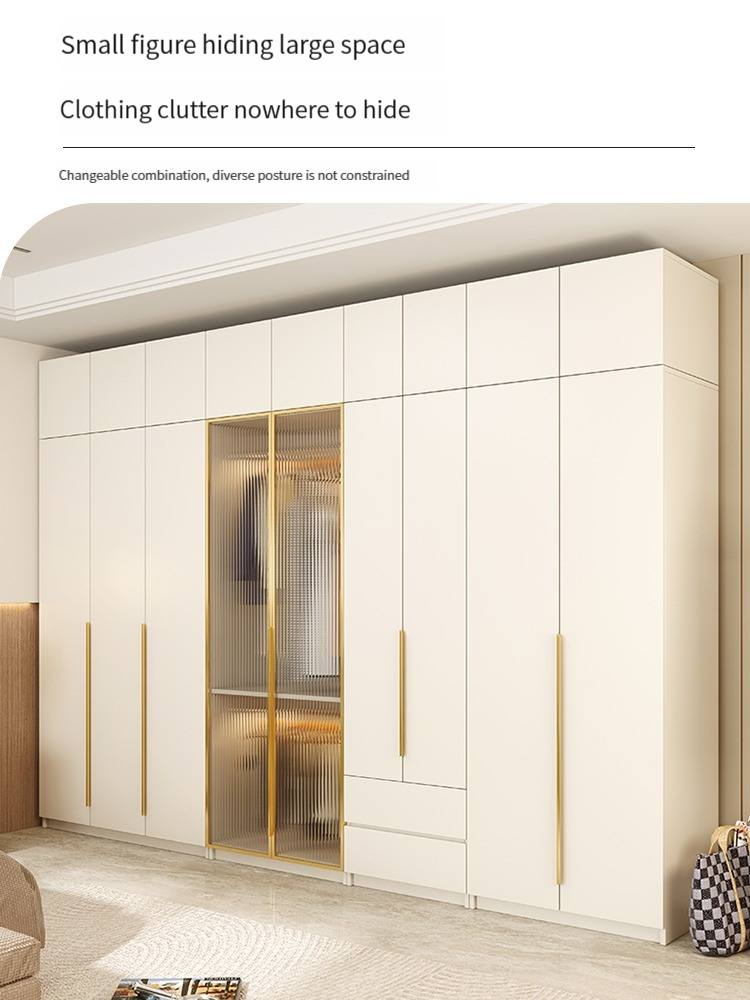 [Pre-order] Nordic solid wood wardrobe, bedroom, modern and minimalist home, one door to top mesh, red wardrobe, small unit, four or six door wardrobe-Smart-Living