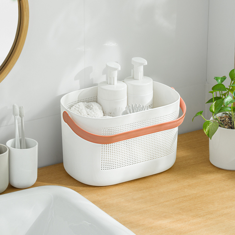 Smart-living Simple Portable Drainable Multi purpose Kitchen Bathroom Storage Basket Organizer with handle -A0454-GA -NC-Smart-Living