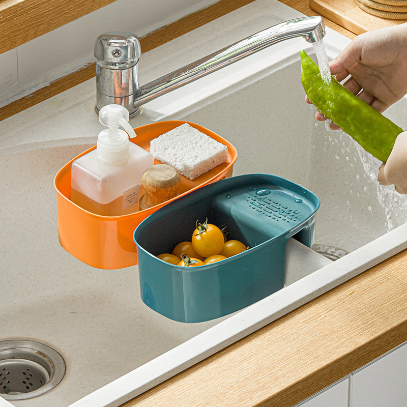 Smart-living kitchen multi function drainable strainer food residue sink rack basket storage organizer -A0456 -NC-Smart-Living