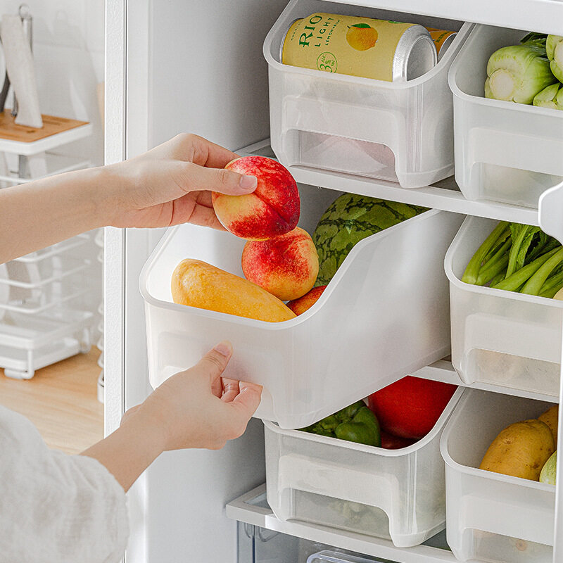 Smart-living Kitchen transparent rectangular fridge food fruit vegetable drawer cabinet shelf Storage Box  -A0402 -NC-Smart-Living