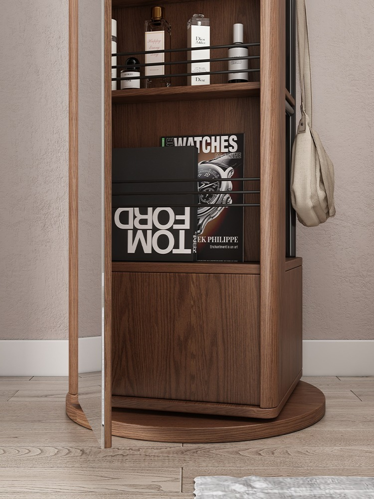 [Pre-order] Nordic rotating dressing mirror cabinet Modern minimalist household full body mirror Floor mounted mirror Clothes rack storage cabinet Fitting mirror-Smart-Living