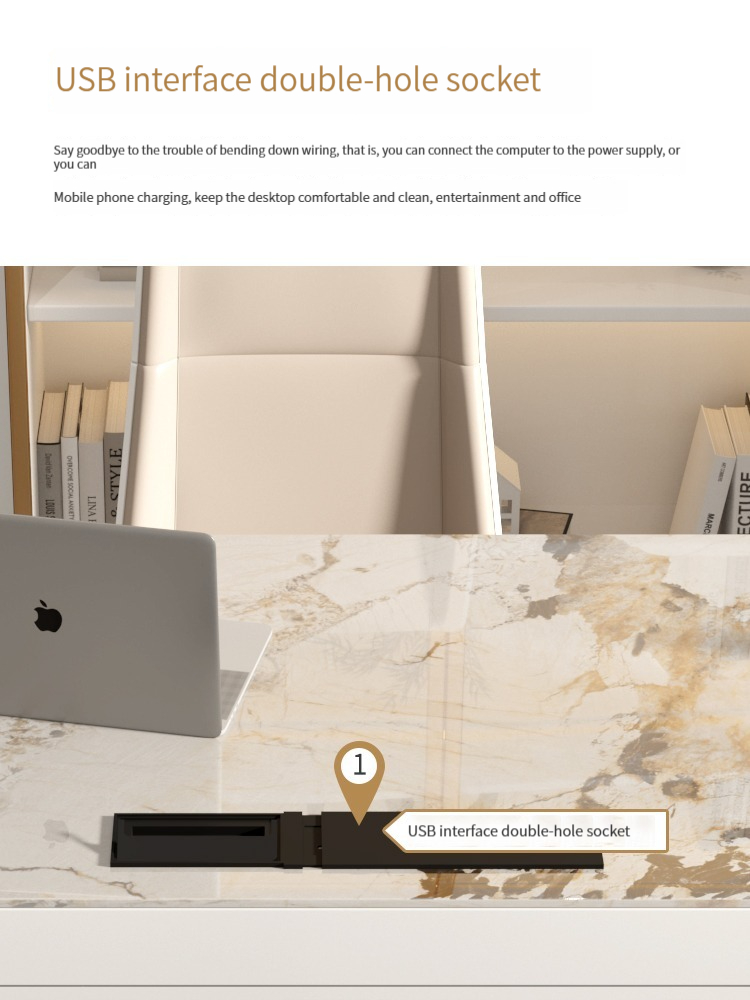 [Pre-order]  Light luxury desk, simple modern office desk, small apartment rock board study desk, home computer desk, writing desk.-Smart-Living