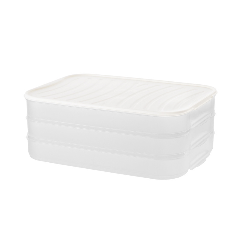 Smart-living transparent refrigerator kitchen dumpling food storage single-layer/three-layer box with lid -A0293 -NC-Smart-Living