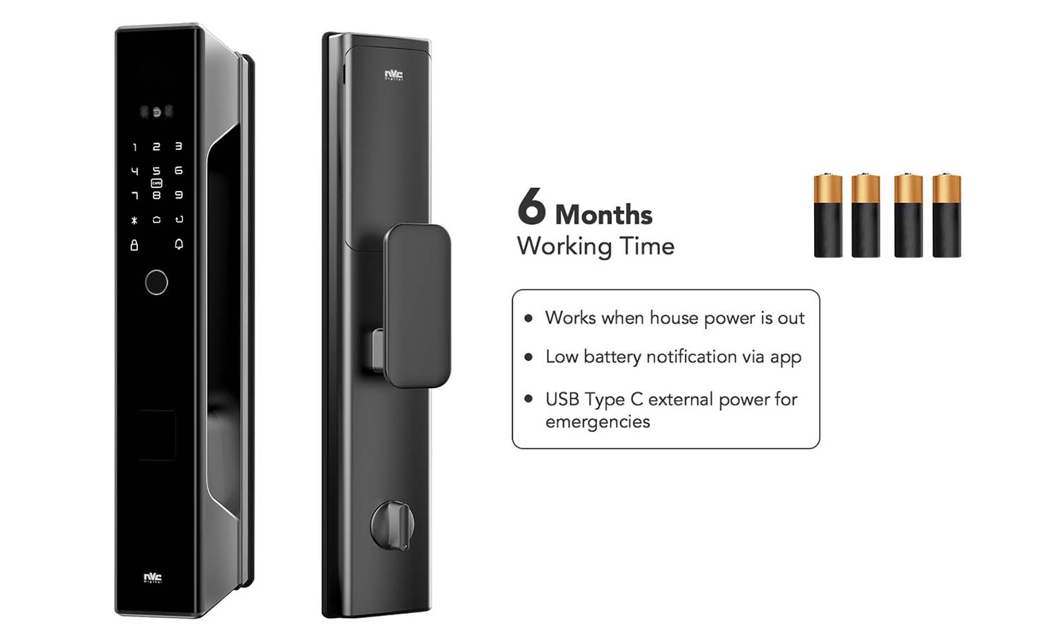 NVC International Digital P300 Smart facial recognition digital door lock/Smart Home/Power by Tuya/Smart Life & Tuya & Addin Smart Home App/ face recognition Function/ SG Local Seller/ Local Warranty -2nd-Smart-Living