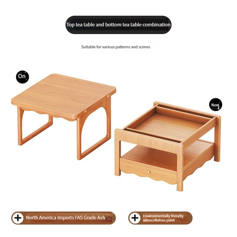 [Showroom display sample]Huanas multifunctional lifting coffee table dining table dual-use folding creative small household solid wood legs coffee-Smart-Living