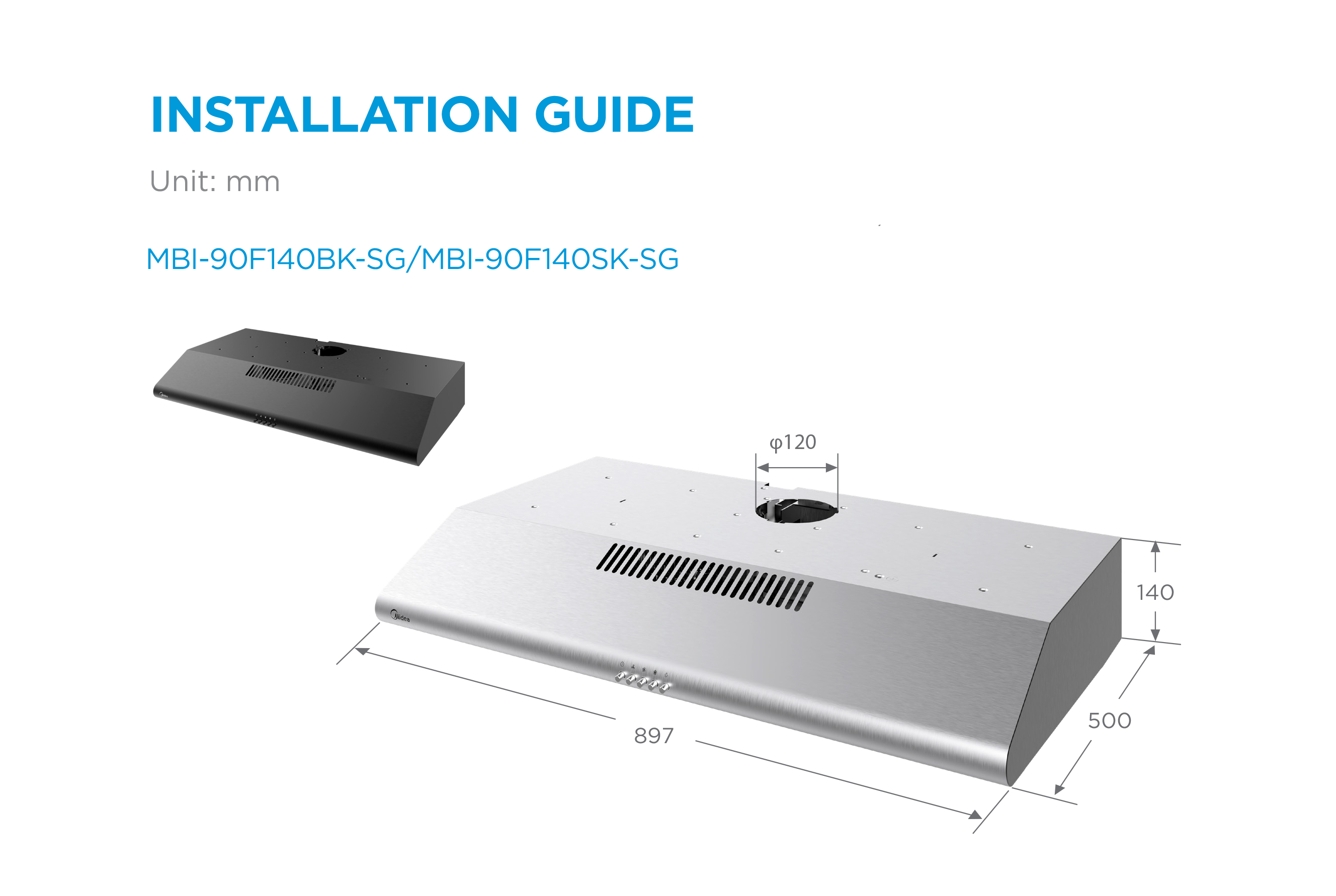 MIDEA 90CM SLIMLINE HOOD (MBI-90F140)-Smart-Living