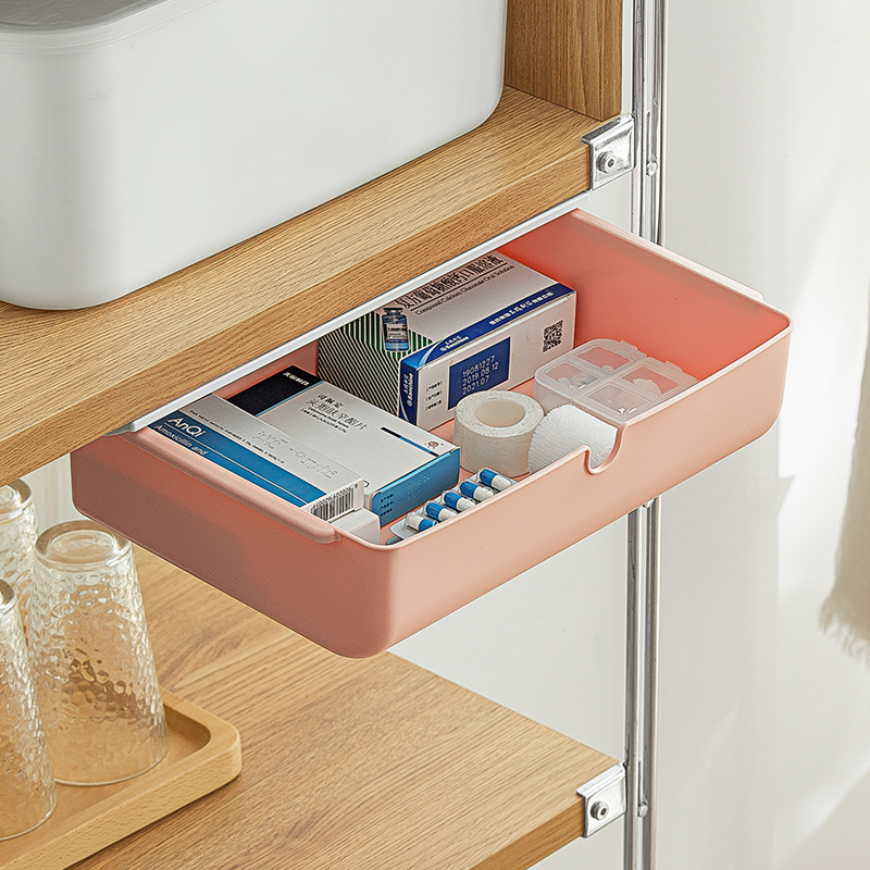 Smart-living hidden home large multi-function adhesive desk stationary storage box holder organizer drawer -A0441-L -NC-Smart-Living