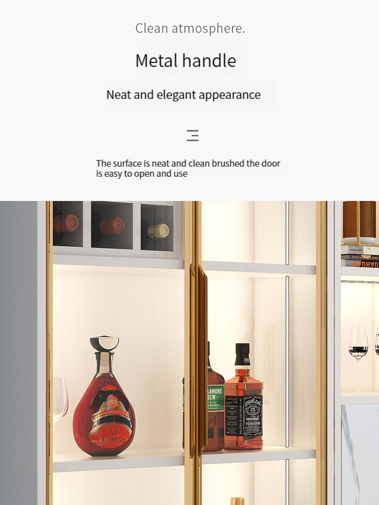 【Showroom】Modern and Simple Wall-Mounted Wine Cabinet/Pantry Shelf with Glass Display Cabinet, Light Luxury High-End Storage Cabinet with Foldable Bar Counter in the Living Room.-Smart-Living