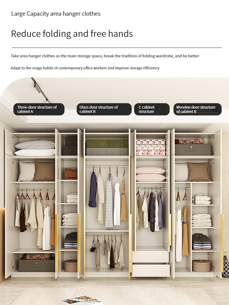 Nordic solid wood wardrobe bedroom household modern simple single door to top net red wardrobe small apartment four-six door wardrobe.-Smart-Living